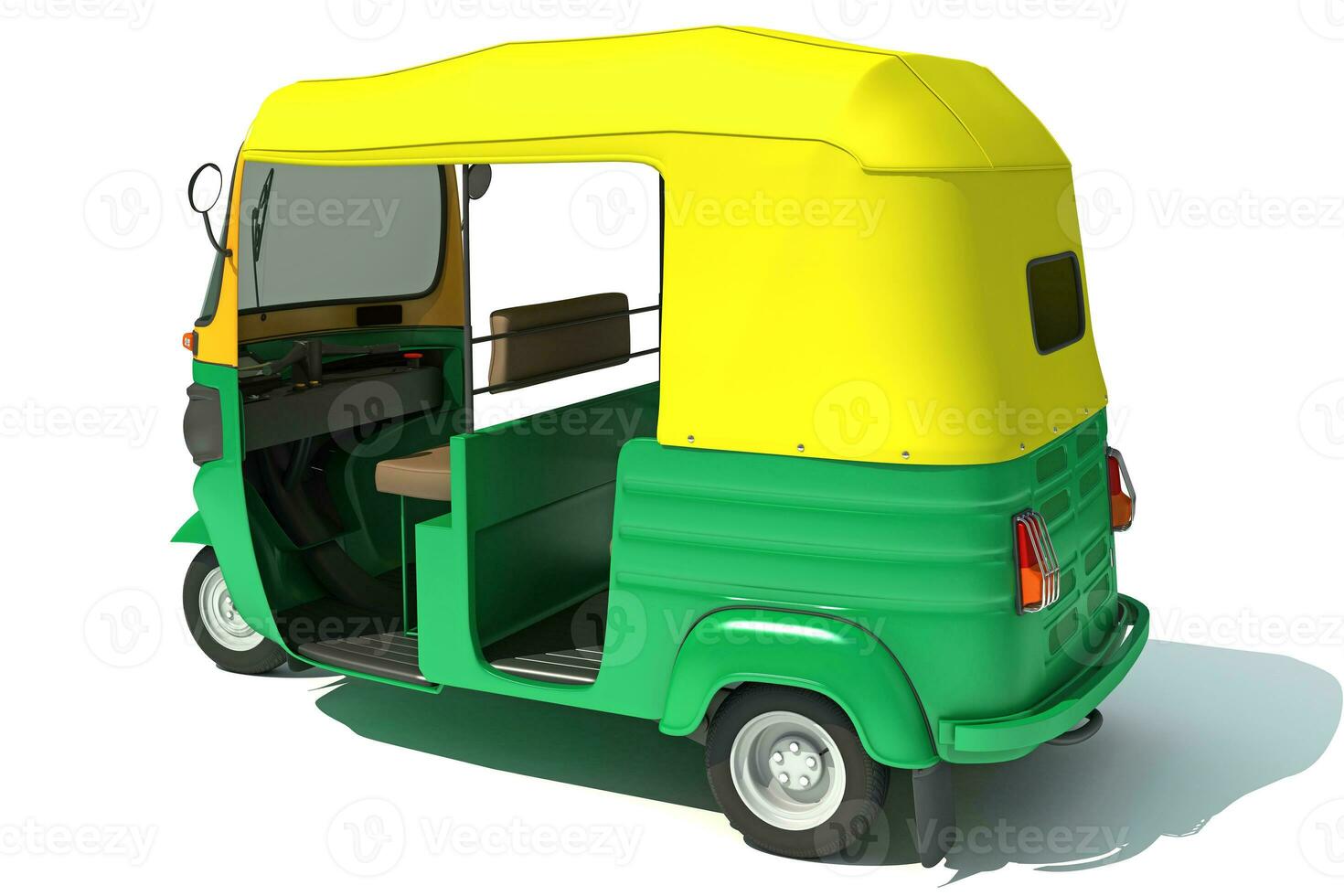 auto riksja bajaj tuktuk 3d renderen Aan wit achtergrond foto