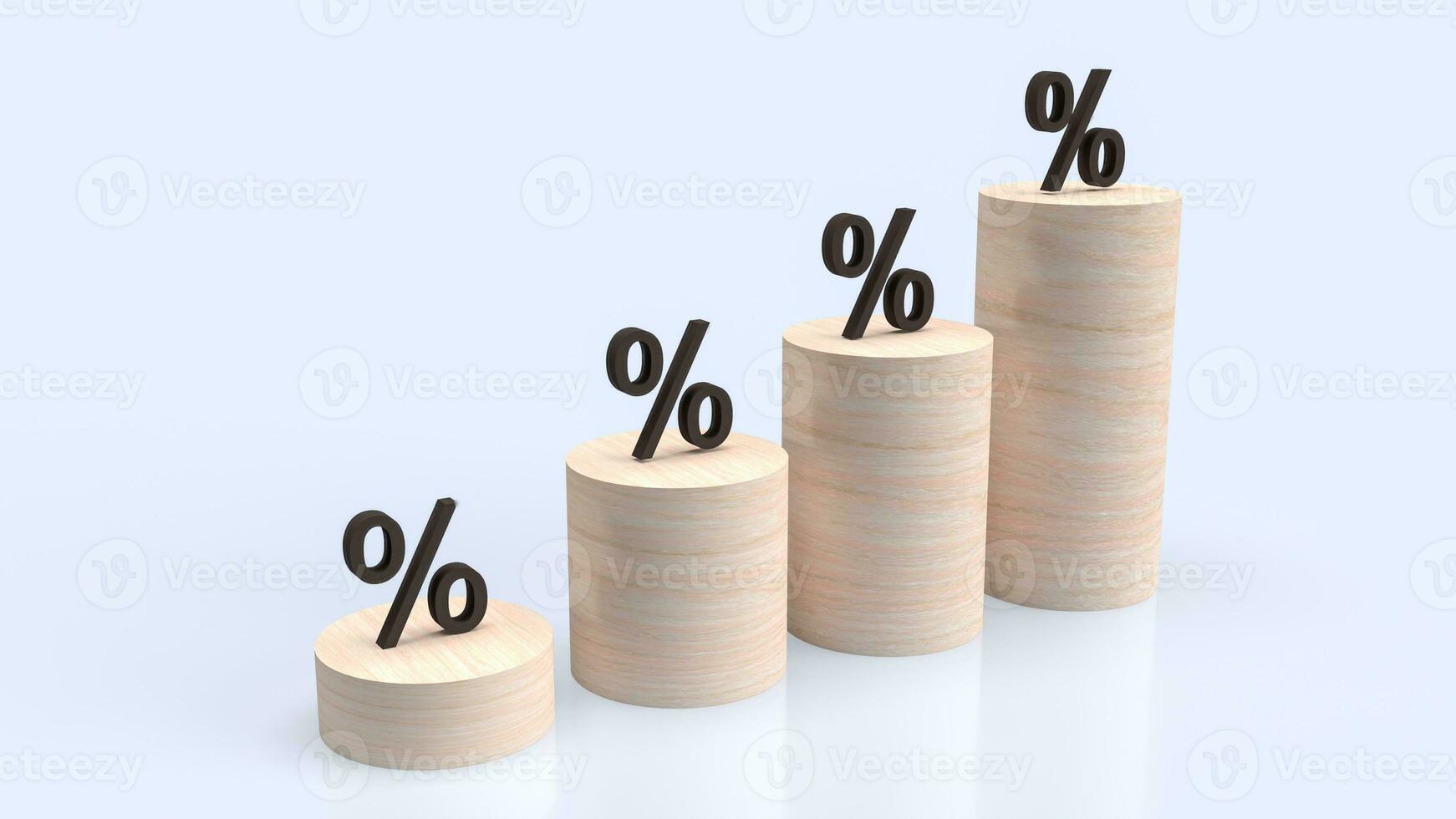 de procent hout bar tabel voor bedrijf concept 3d weergave. foto