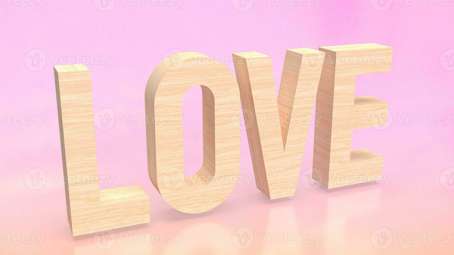de hout liefde Aan roze achtergrond 3d renderen foto