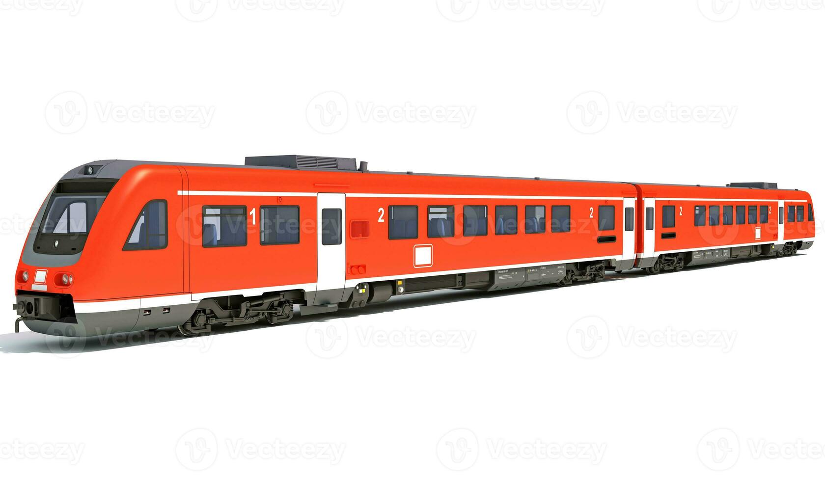 rood passagier trein 3d renderen Aan wit achtergrond foto