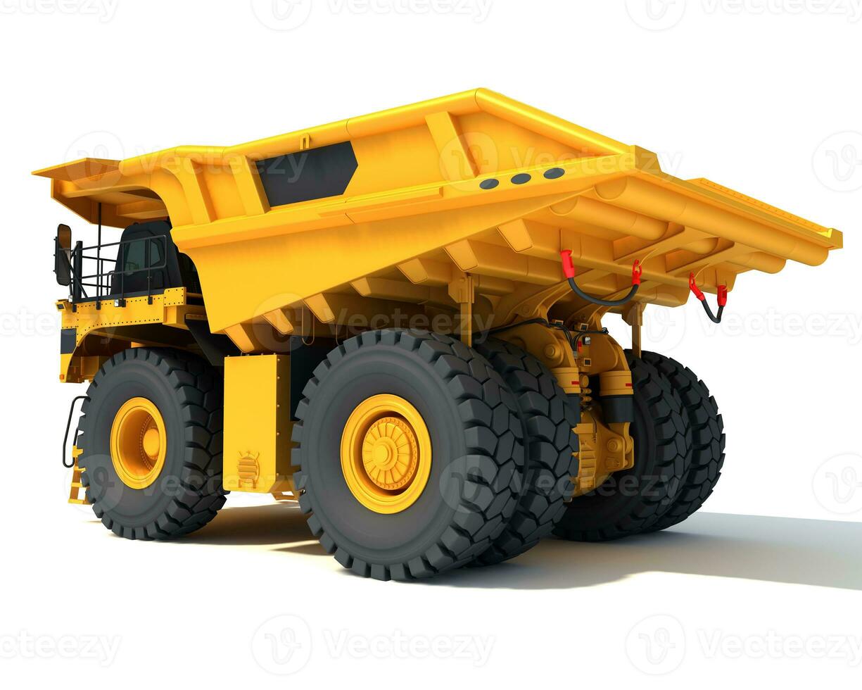 mijnbouw dump vrachtauto zwaar bouw machinerie 3d renderen Aan wit achtergrond foto