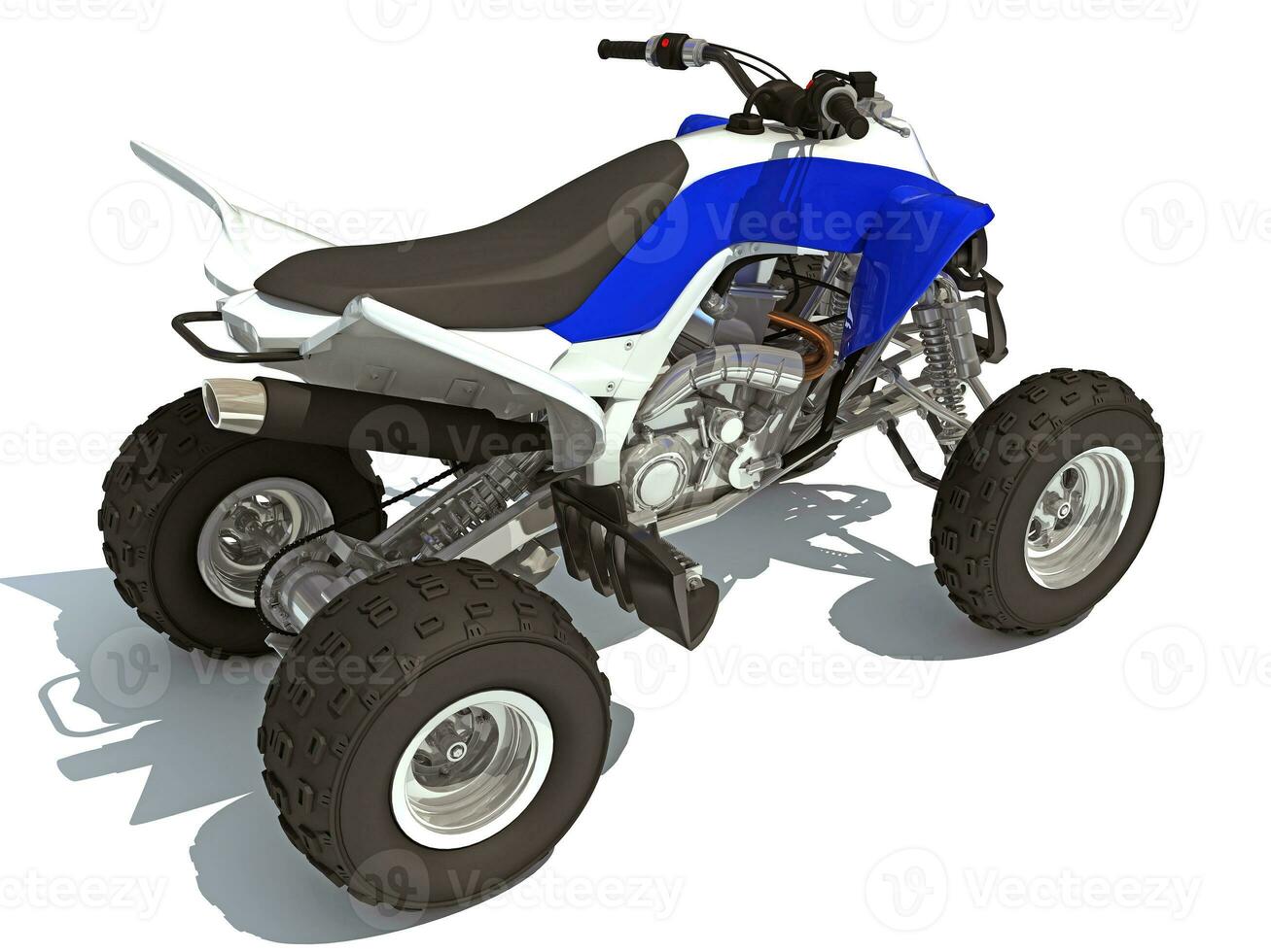 quad atv sport fiets 3d renderen Aan wit achtergrond foto