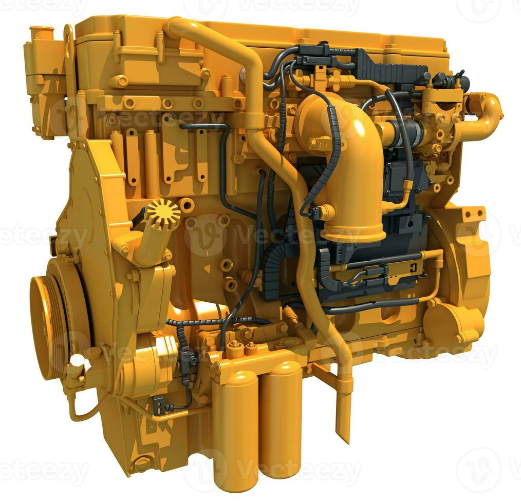 industrieel diesel motor 3d renderen Aan wit achtergrond foto
