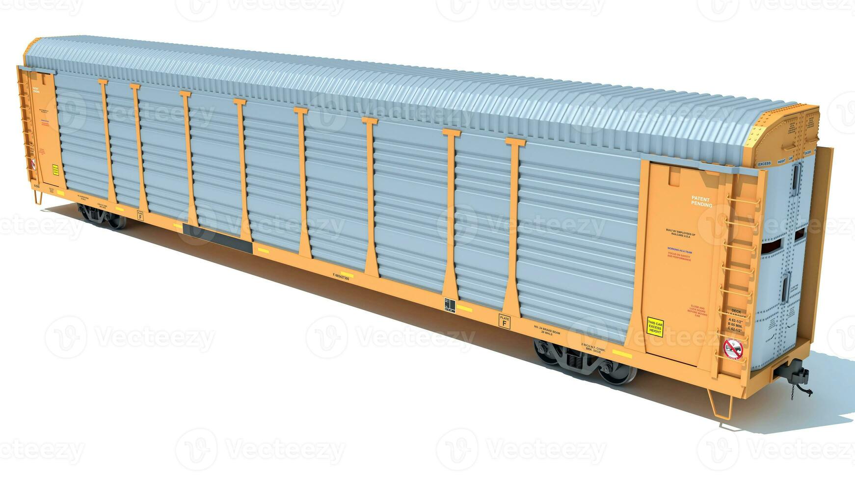auto vervoerder het spoor trein auto 3d renderen Aan wit achtergrond foto