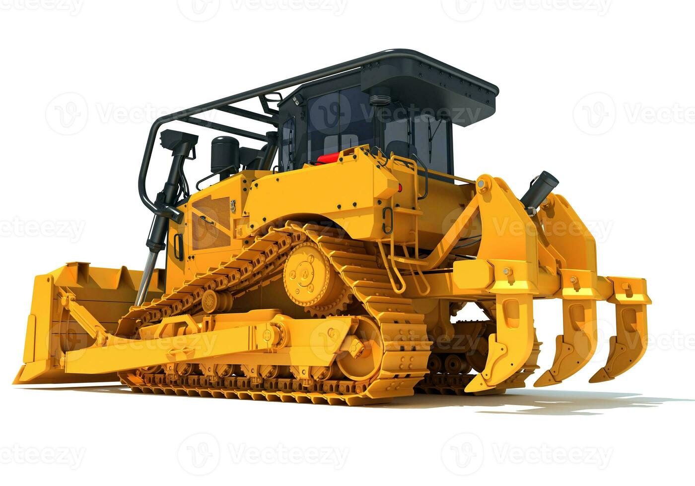 bijgehouden bulldozer zwaar bouw machinerie 3d renderen Aan wit achtergrond foto