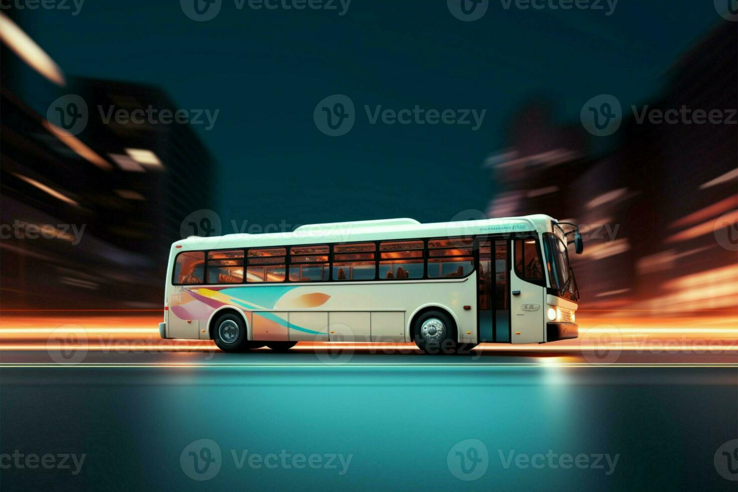 ai gegenereerd achtergrond bus voegt toe een zin van beweging, bijdragende naar de stedelijk zichtbaar landschap foto