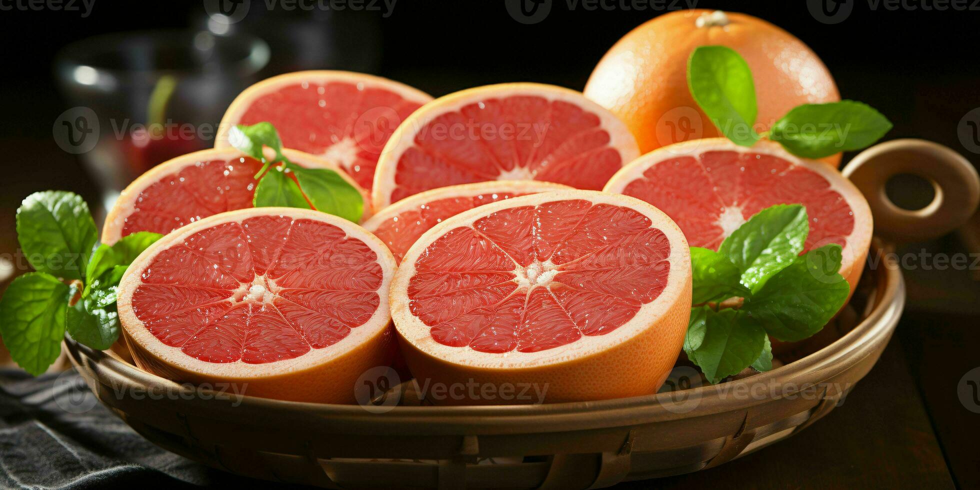 ai gegenereerd gesneden vers grapefruits met water druppels. pomelo vruchten. generatief ai foto