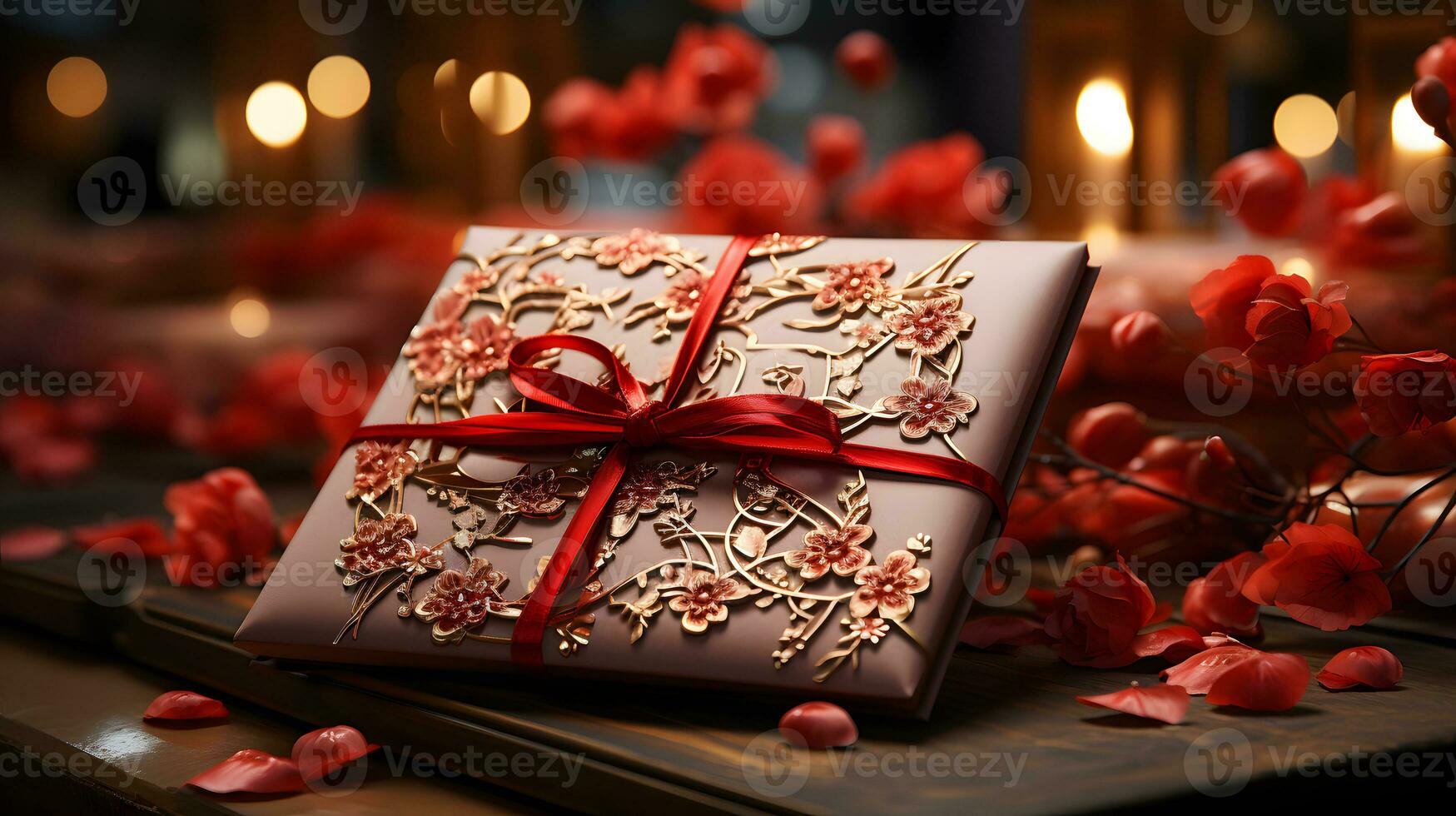ai gegenereerd Chinese nieuw jaar rood envelop versierd met bloemen patronen. symboliseert welvaart en mooi zo geluk. generatief ai foto