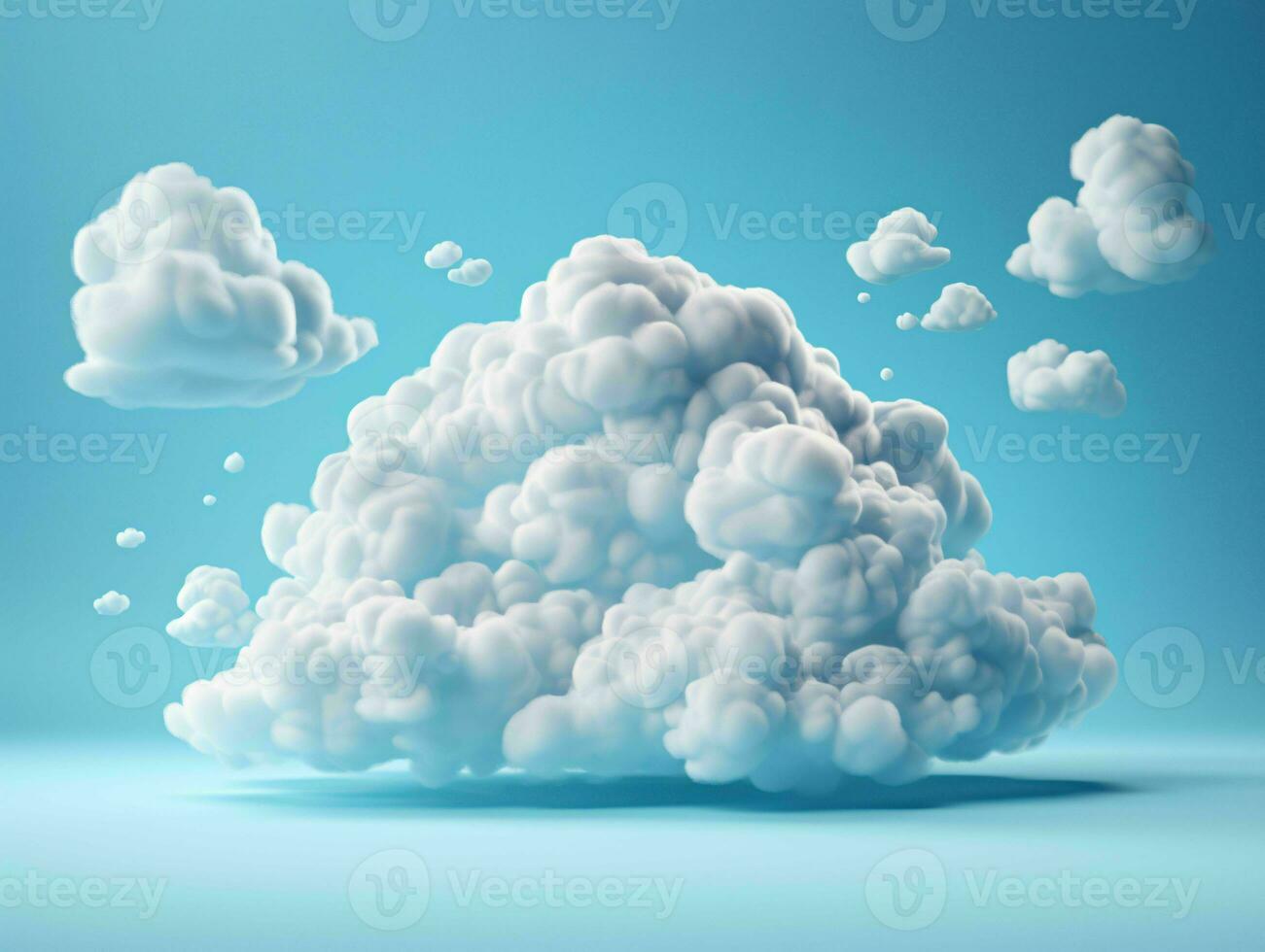 ai gegenereerd wit wolken geïsoleerd Aan blauw studio achtergrond. pluizig wolk. generatief ai foto