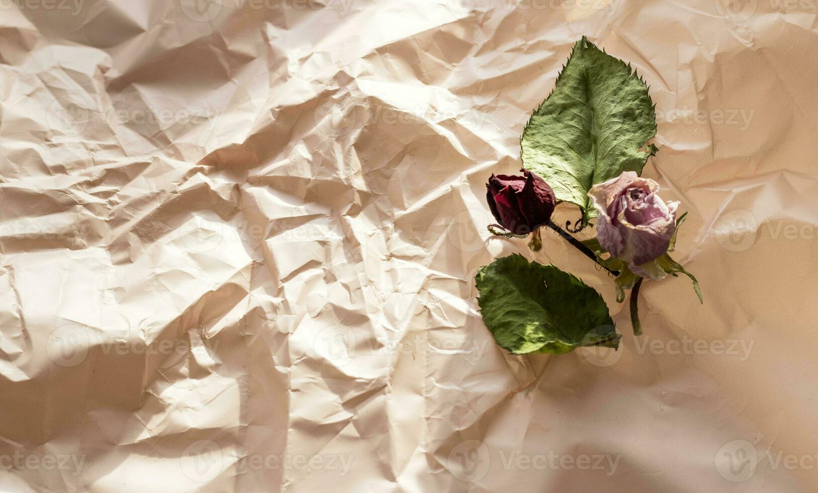 concept schot van de achtergrond thema, omhulsel papier, droog rozen andere bloemen en andere arrangementen. valentijnsdag dag foto