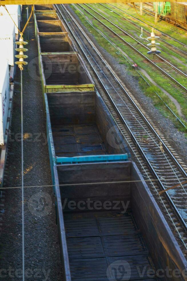 concept schot van de spoorweg rijtuigen. concept foto