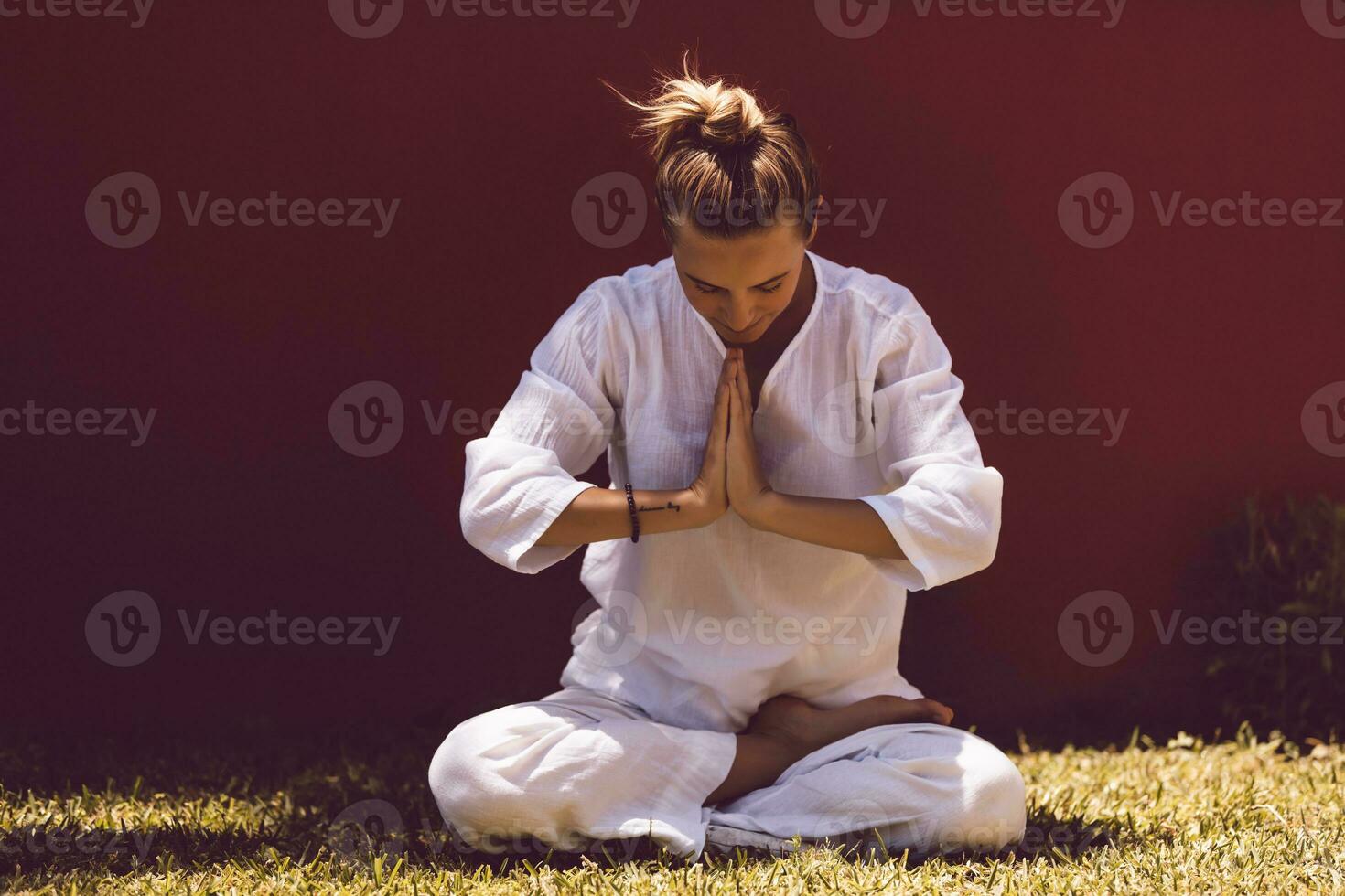 namaste groet met handen foto