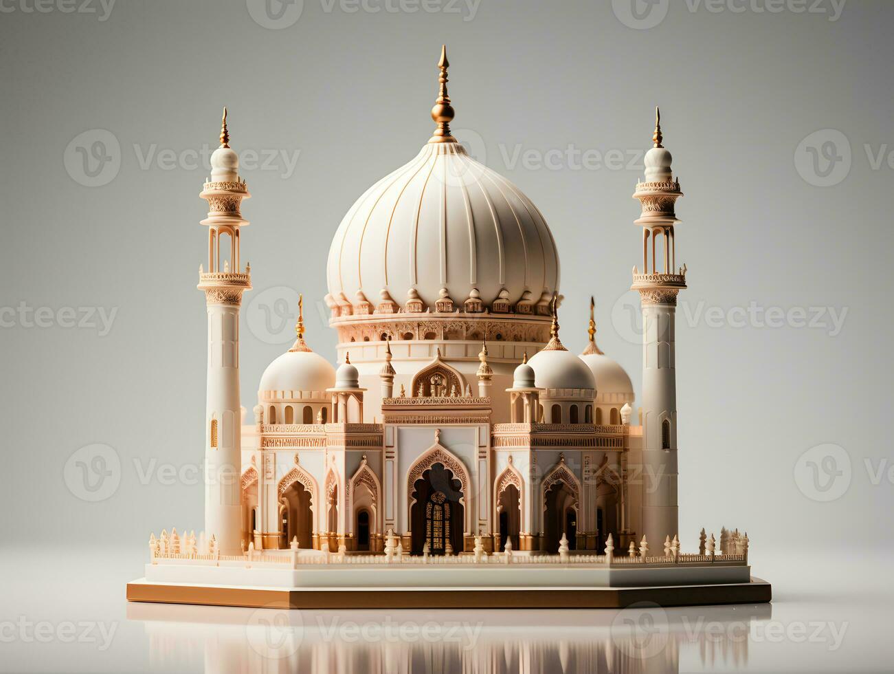 ai gegenereerd minimalistische moskee miniatuur. Ramadan kareem achtergrond. generatief ai foto