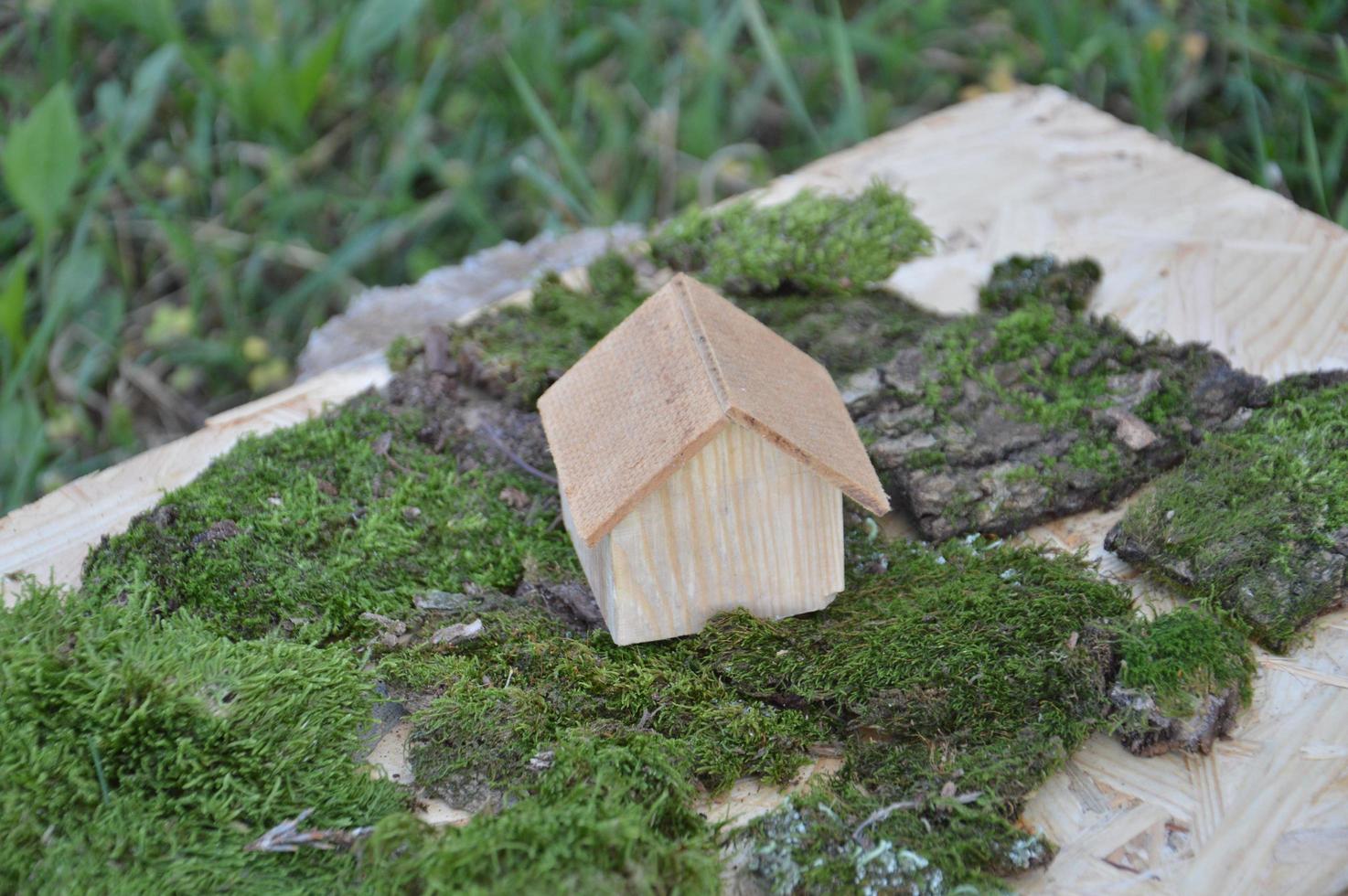 model van een houten huis als familiebezit foto