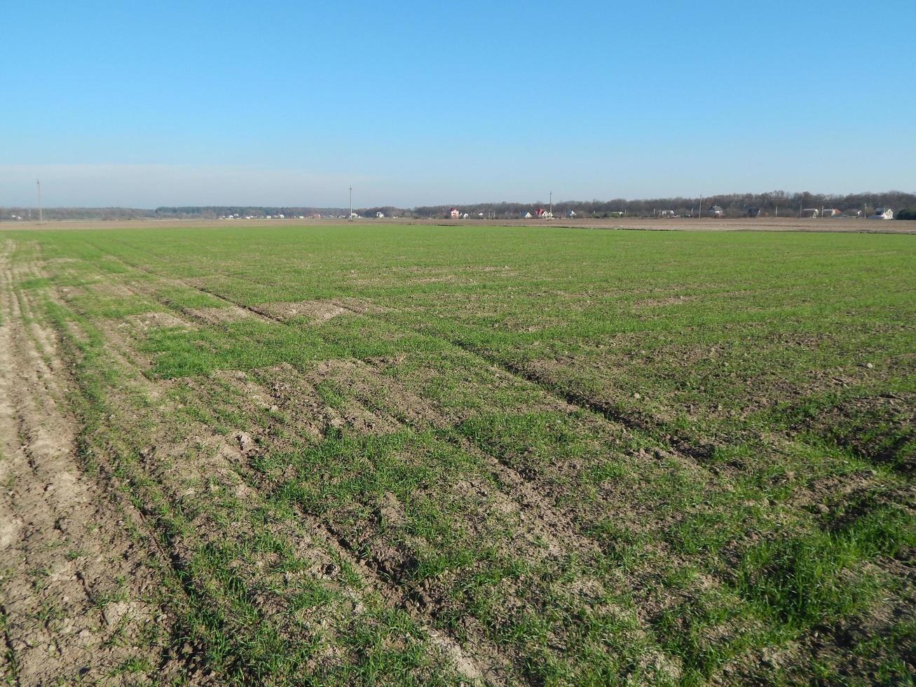 tractor geploegd veld en bouwland foto