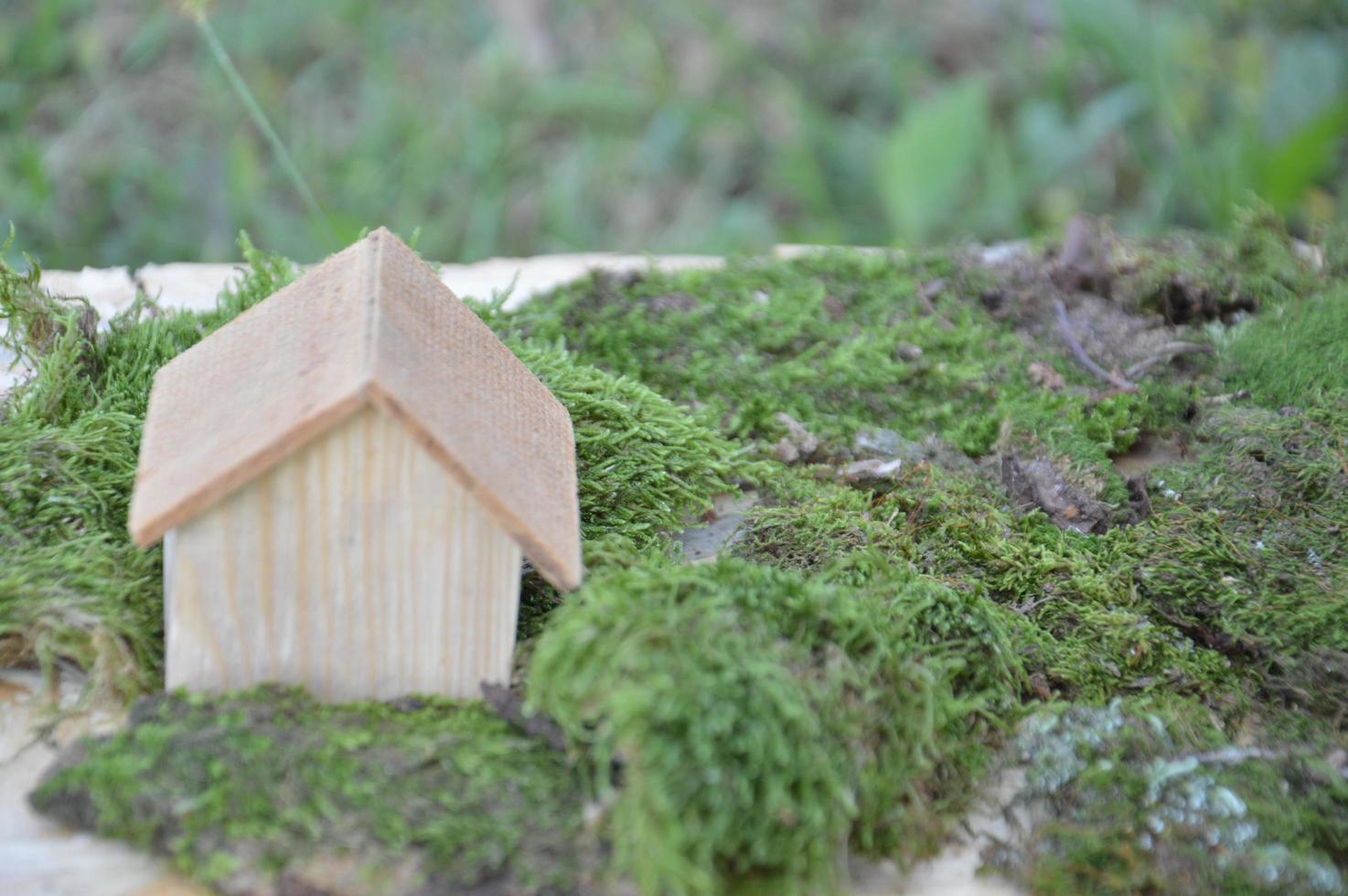 model van een houten huis als familiebezit foto