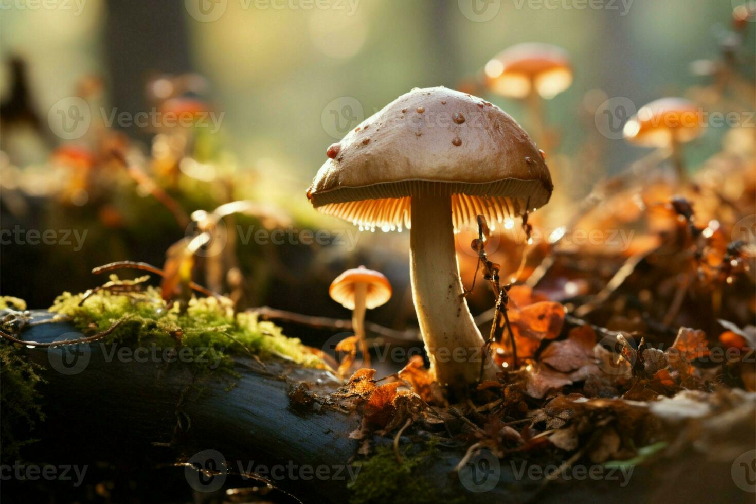 ai gegenereerd herfst Woud tafereel, met leccinum versipelle paddestoel, een eetbaar genot foto