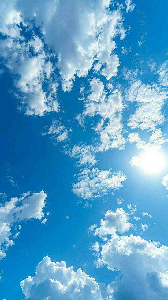 ai gegenereerd aard palet dag lucht Kenmerken sereen blauw tinten en wolken verticaal mobiel behang foto