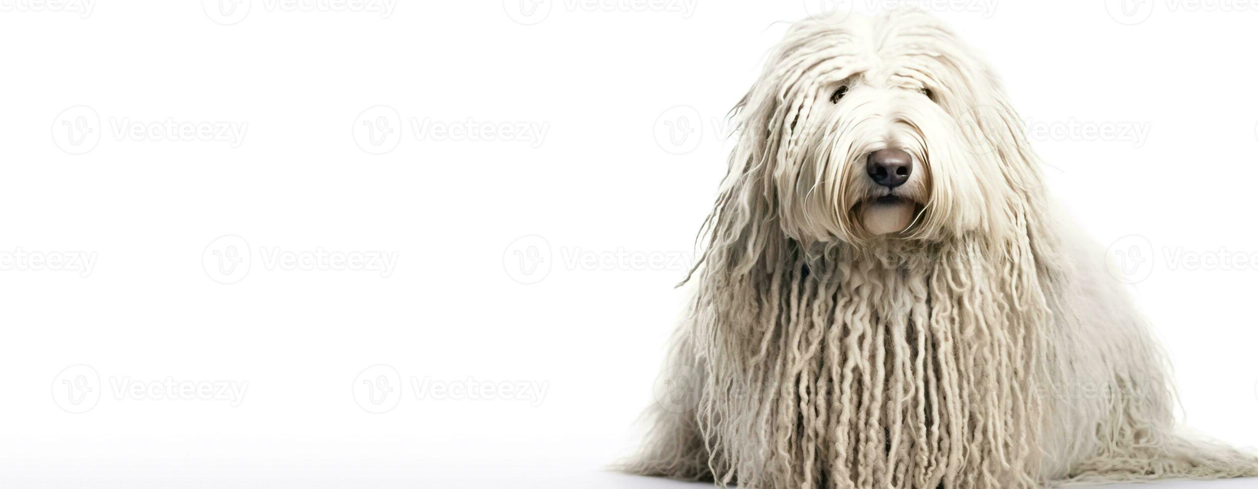 ai gegenereerd komondor Hongaars herder rasecht mooi ras van hond, achtergrond natuur foto