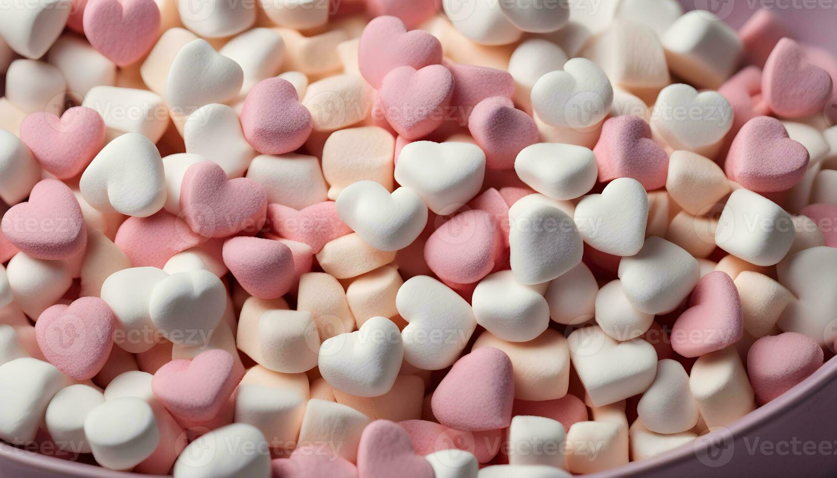 ai gegenereerd een kom vol van roze en wit marshmallows foto