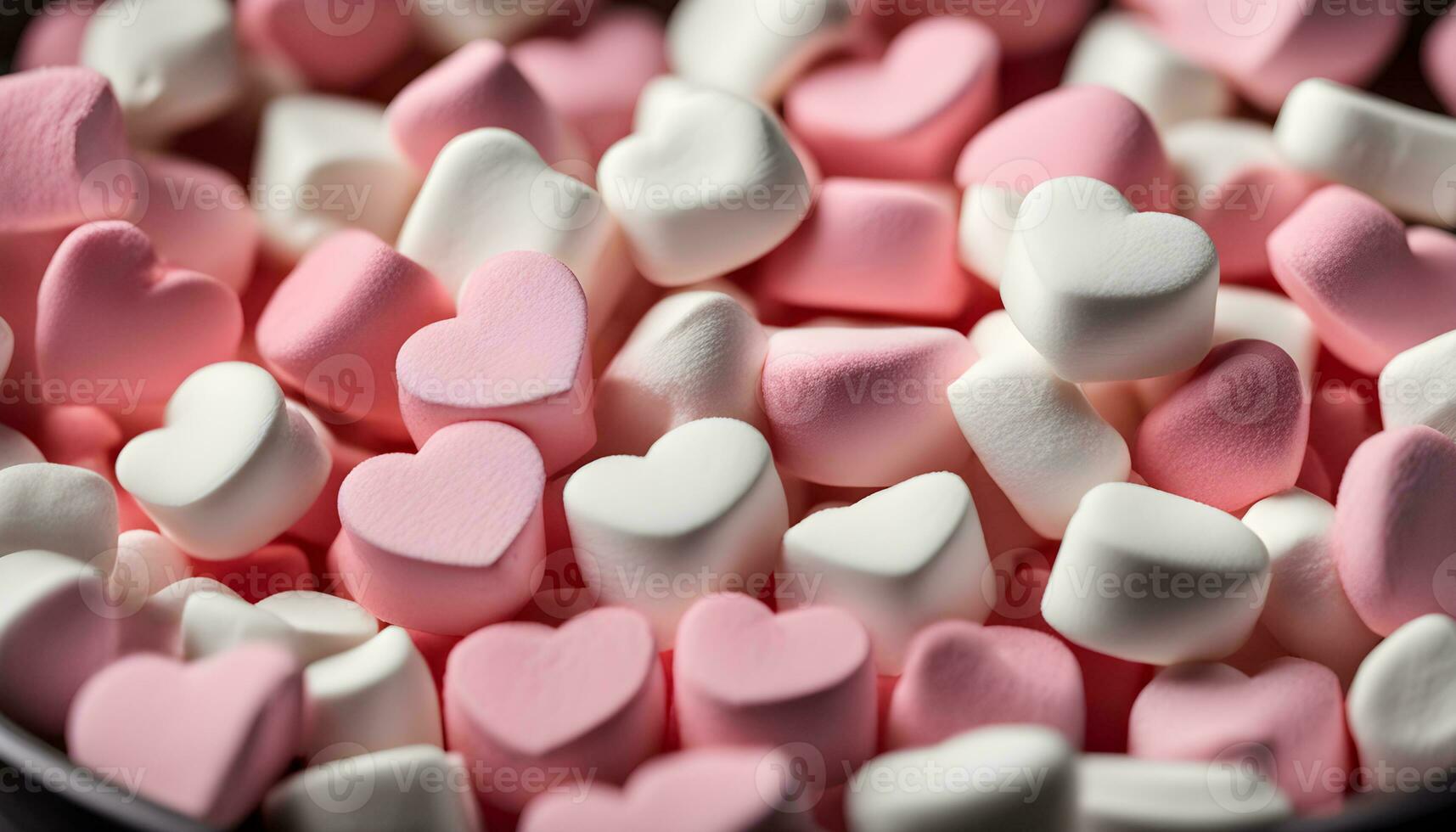 ai gegenereerd een kom vol van roze en wit marshmallows foto