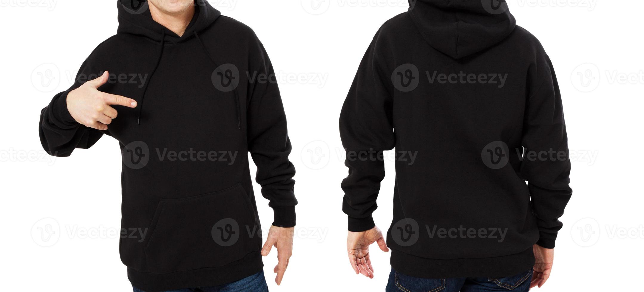 zwarte hoodie set mockup geïsoleerd op witte achtergrond foto