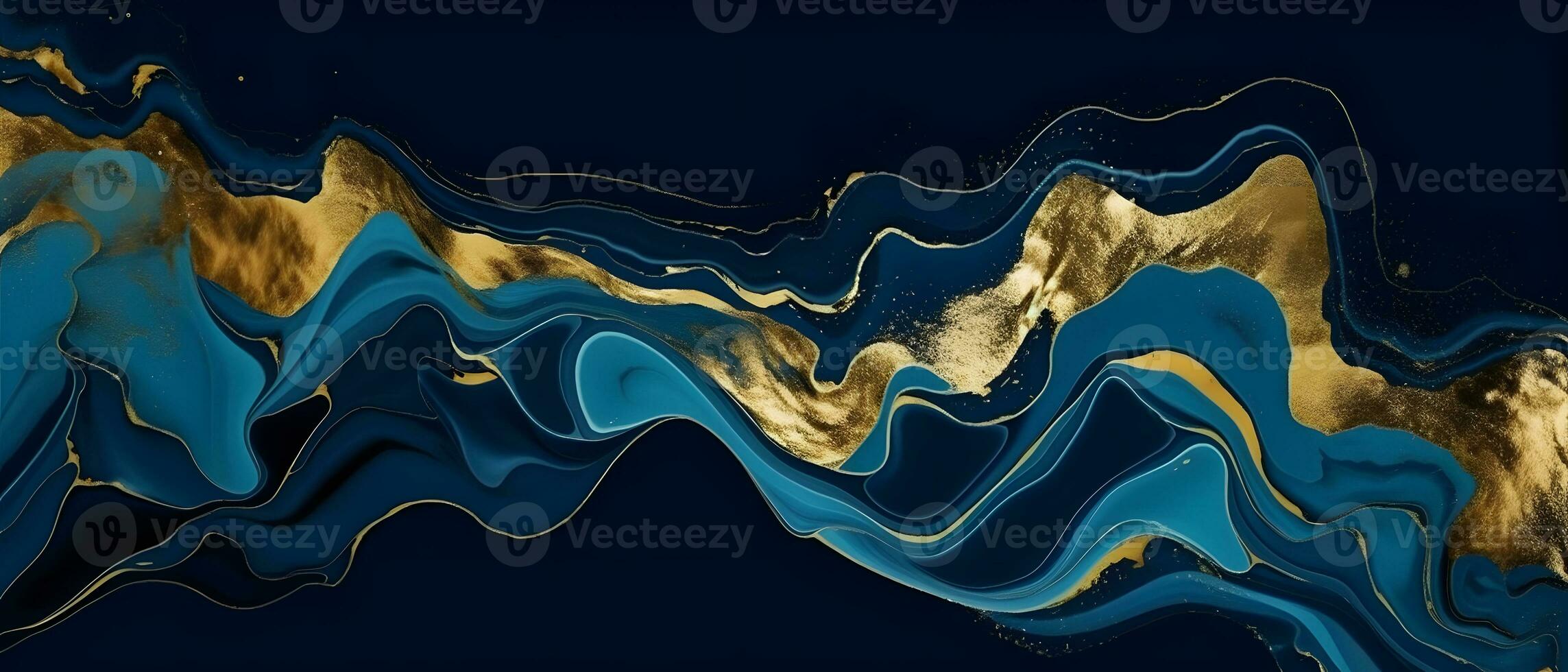 ai gegenereerd blauw marmeren en goud abstract achtergrond vector. het marmeren behang ontwerp met natuurlijk luxe stijl wervelingen van marmeren en goud poeder. foto