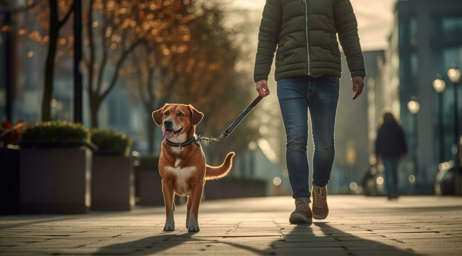 ai gegenereerd hond wandelen in SmartWatch foto