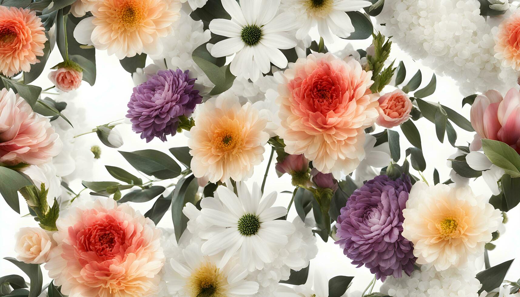 ai gegenereerd een bundel van bloemen zijn geregeld in een patroon foto