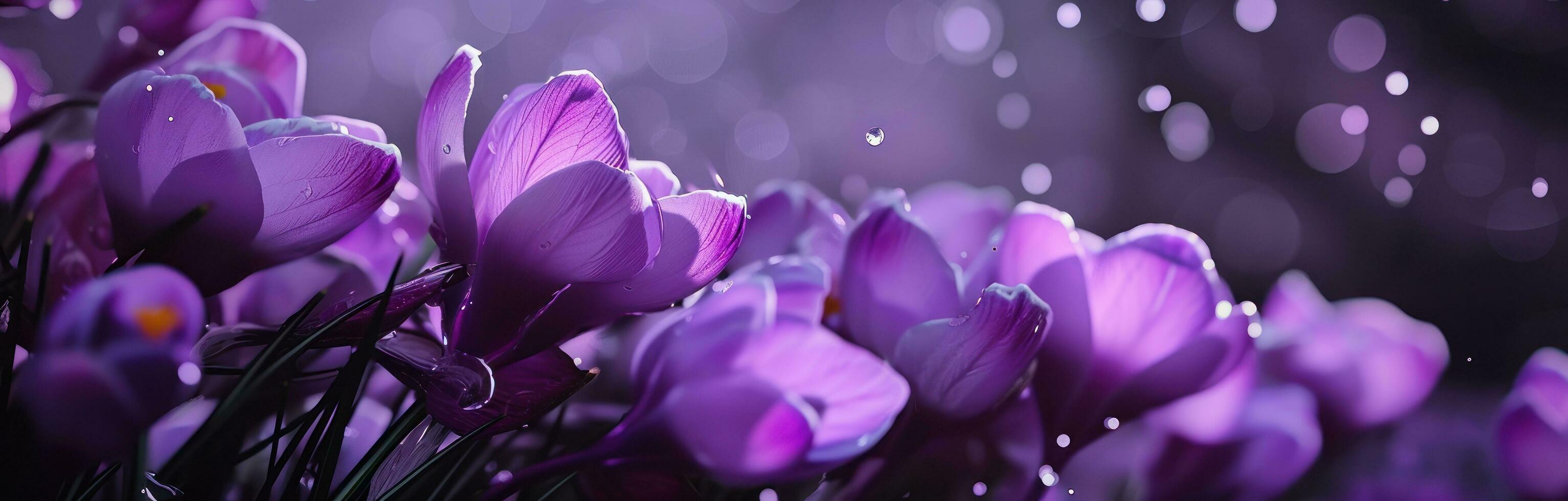 ai gegenereerd krokus bloemen is helder en roze foto