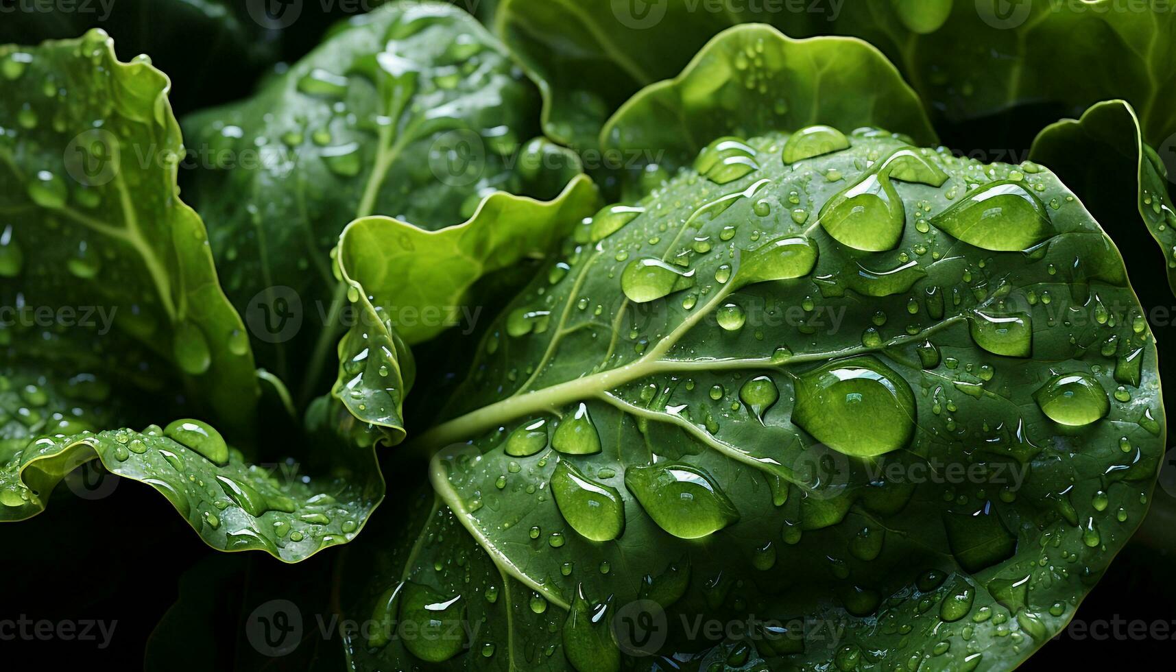 ai gegenereerd vers groen blad met dauw druppel, symboliseert natuur levendig groei gegenereerd door ai foto