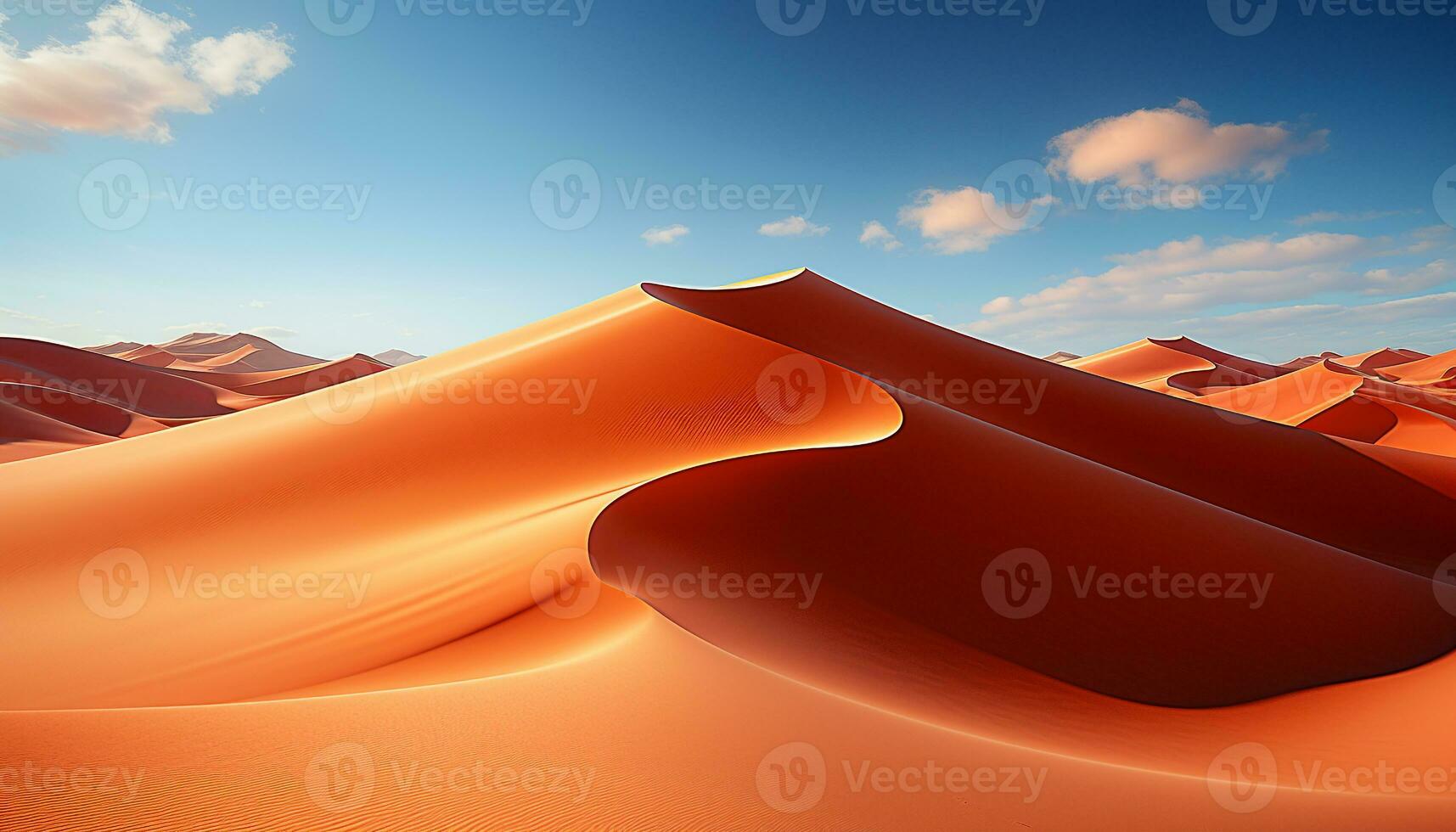 ai gegenereerd majestueus berg bereik, glad zand duinen, blauw Golf patroon gegenereerd door ai foto