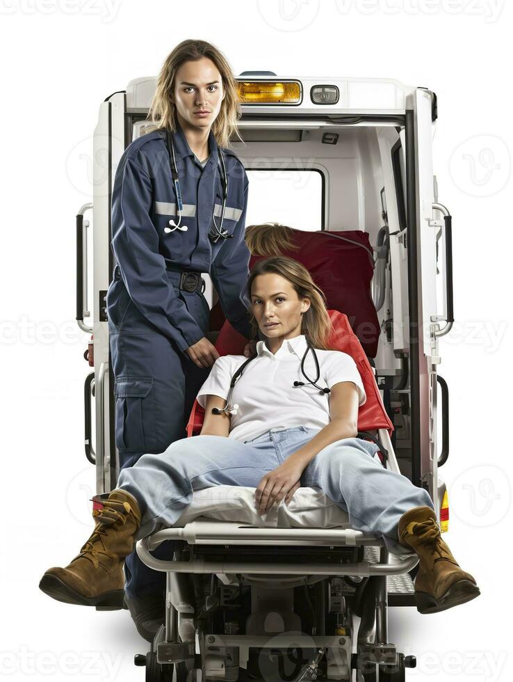 ai gegenereerd toegewijd vrouw paramedicus, ai gegenereerd foto