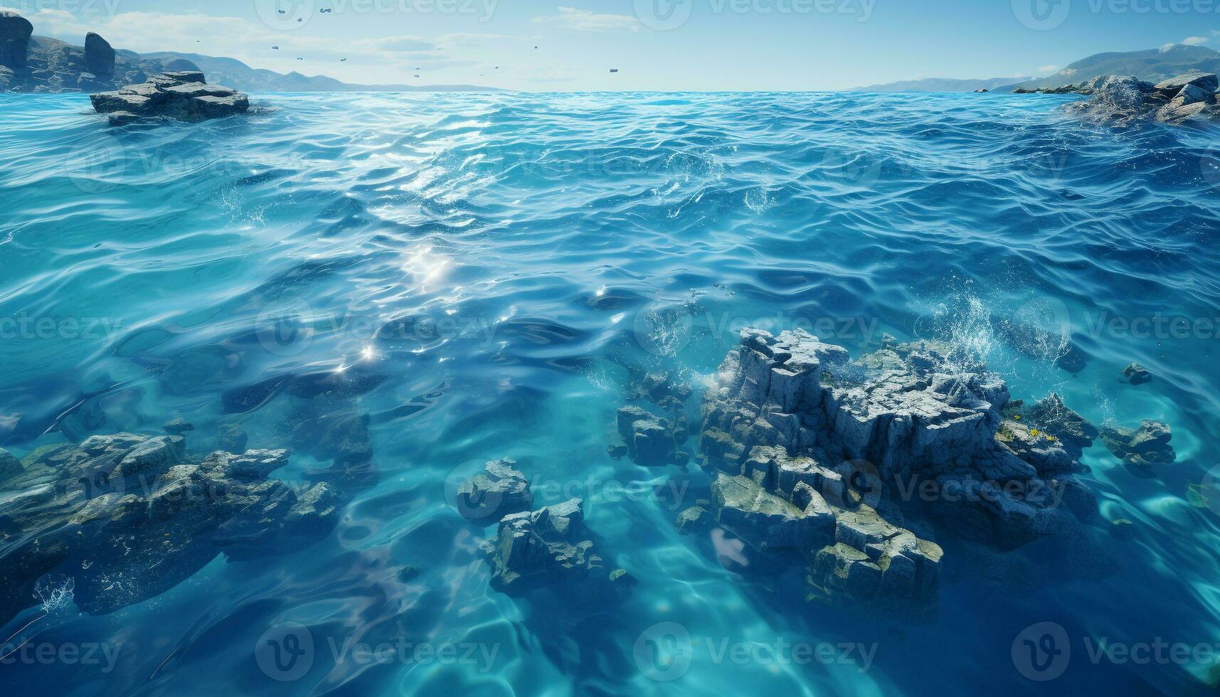 ai gegenereerd majestueus onderwater- Golf, turkoois schoonheid, vis zwemmen in beweging gegenereerd door ai foto