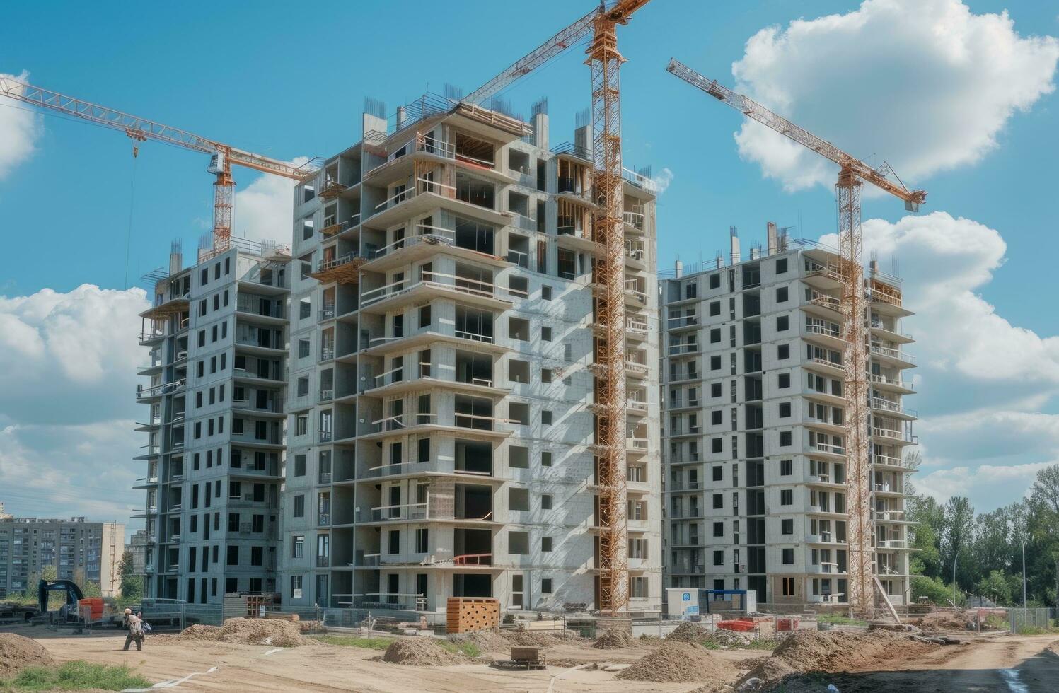 ai gegenereerd bouw van nieuw appartement gebouwen foto