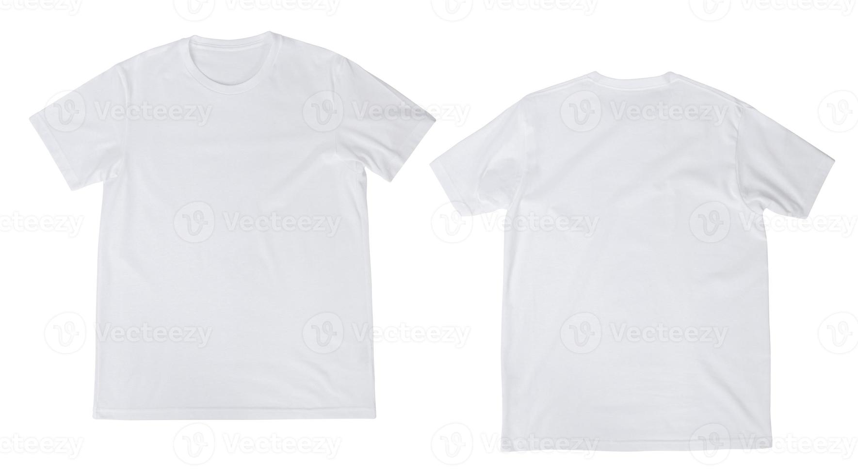 lege witte t-shirt mockup voor- en achterkant geïsoleerd op een witte achtergrond met uitknippad foto