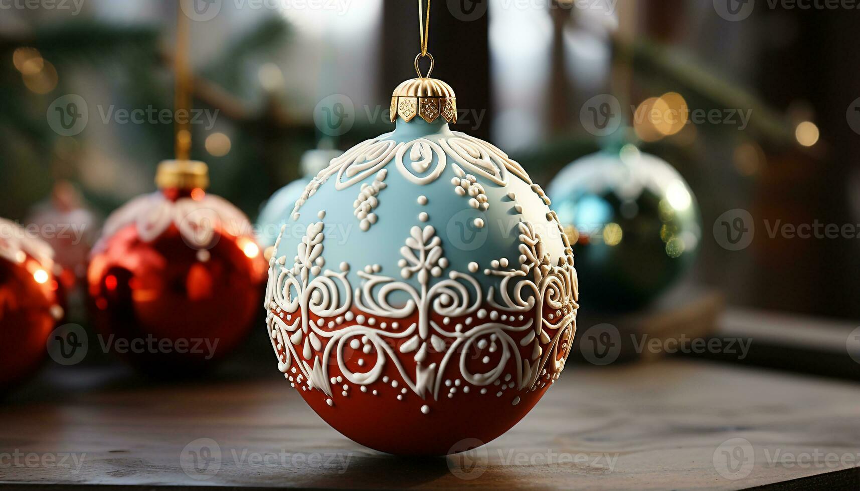 ai gegenereerd gloeiend winter boom siert viering met glimmend Kerstmis ornamenten gegenereerd door ai foto