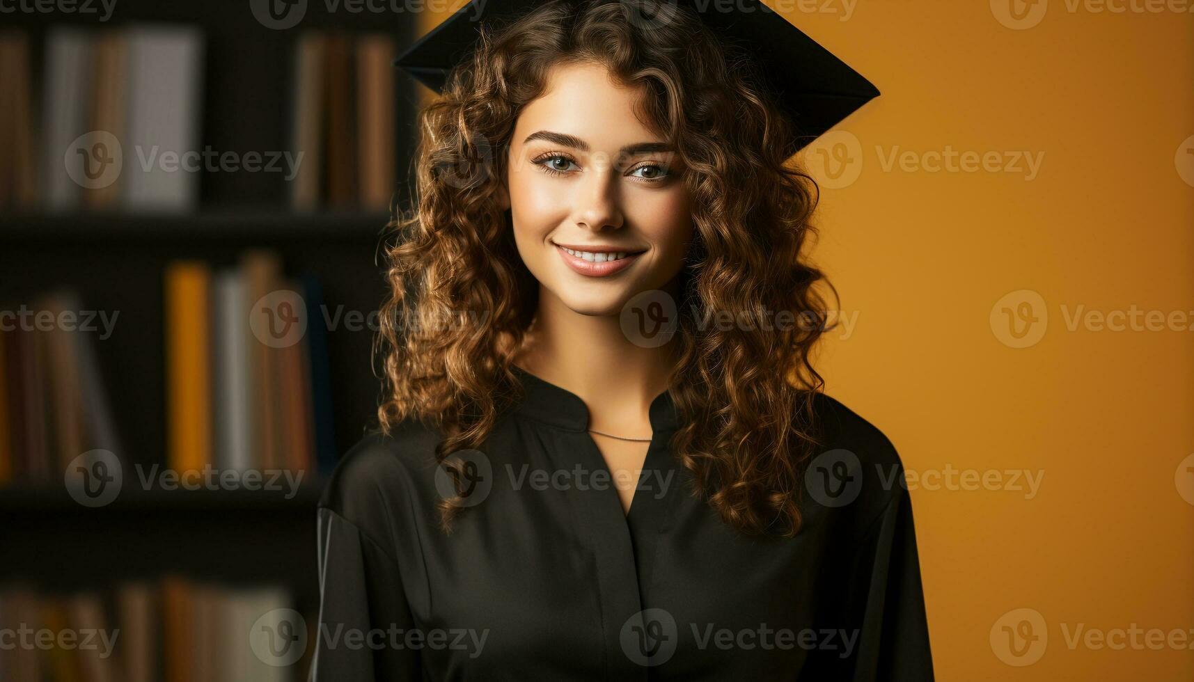 ai gegenereerd jong vrouw met diploma, glimlachen zelfverzekerd, vieren haar diploma uitreiking gegenereerd door ai foto