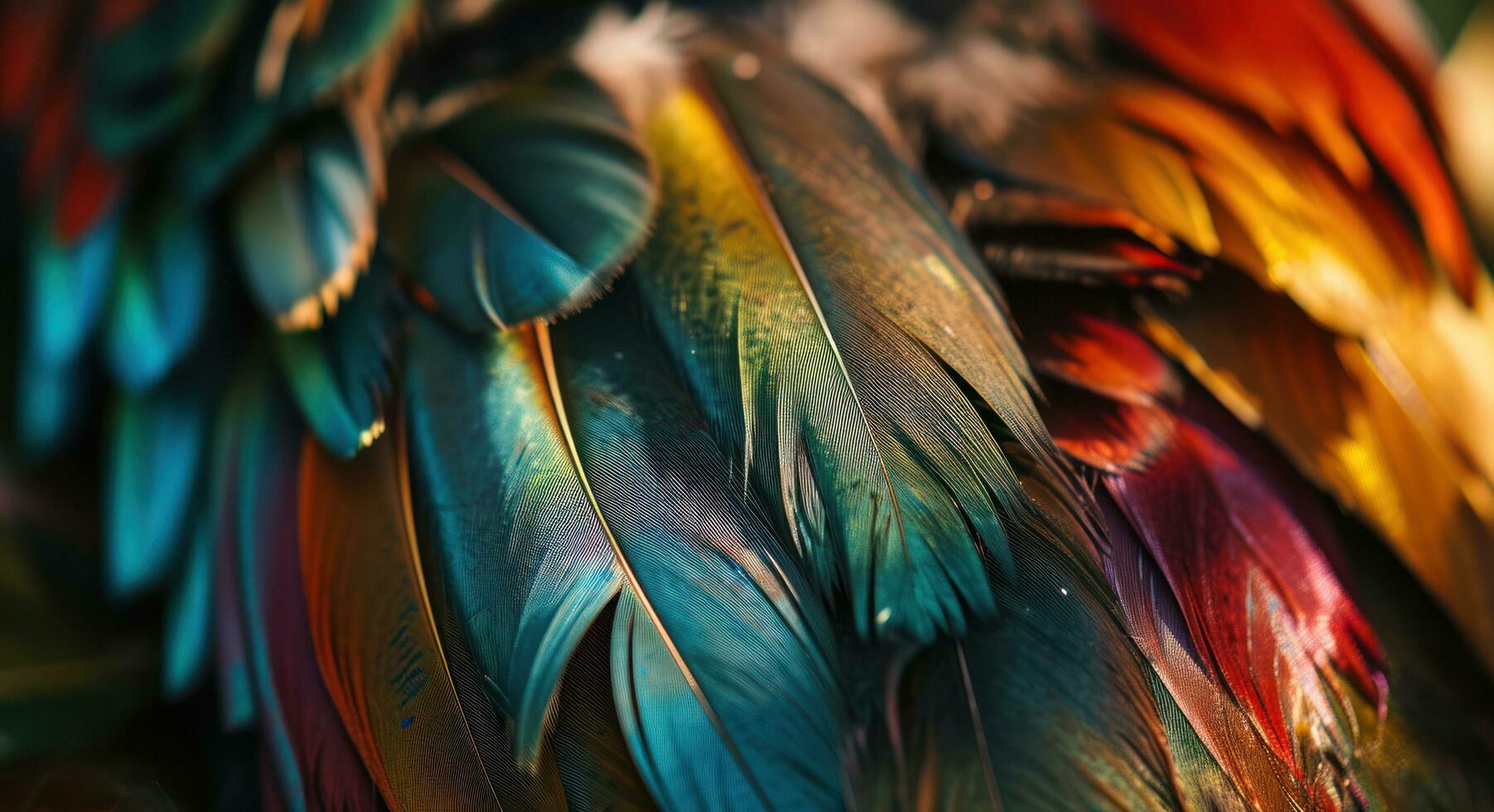 ai gegenereerd exotisch veren in veel kleuren foto