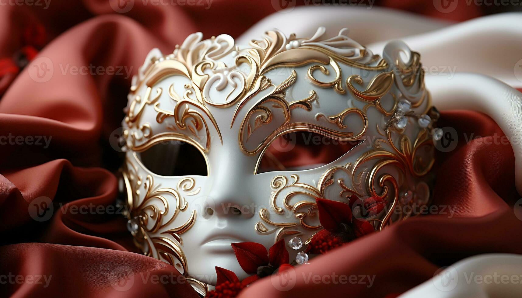 ai gegenereerd elegant goud masker verbergt mysterie, vieren Italiaans cultuur en traditie gegenereerd door ai foto