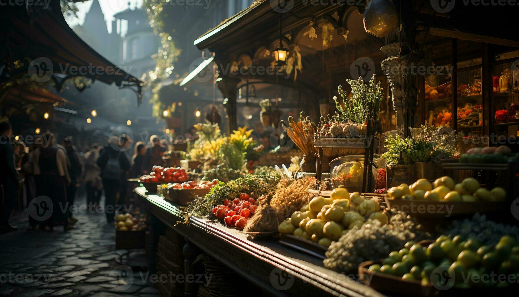 ai gegenereerd versheid en verscheidenheid Bij de beroemd nacht markt verkoper gegenereerd door ai foto