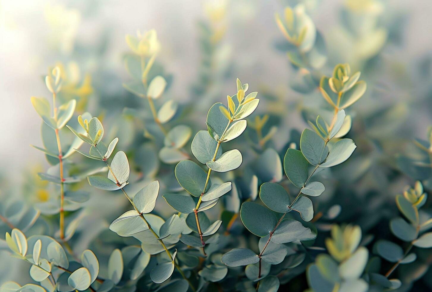 ai gegenereerd groen bladeren en groen takken in vol bokeh effect foto