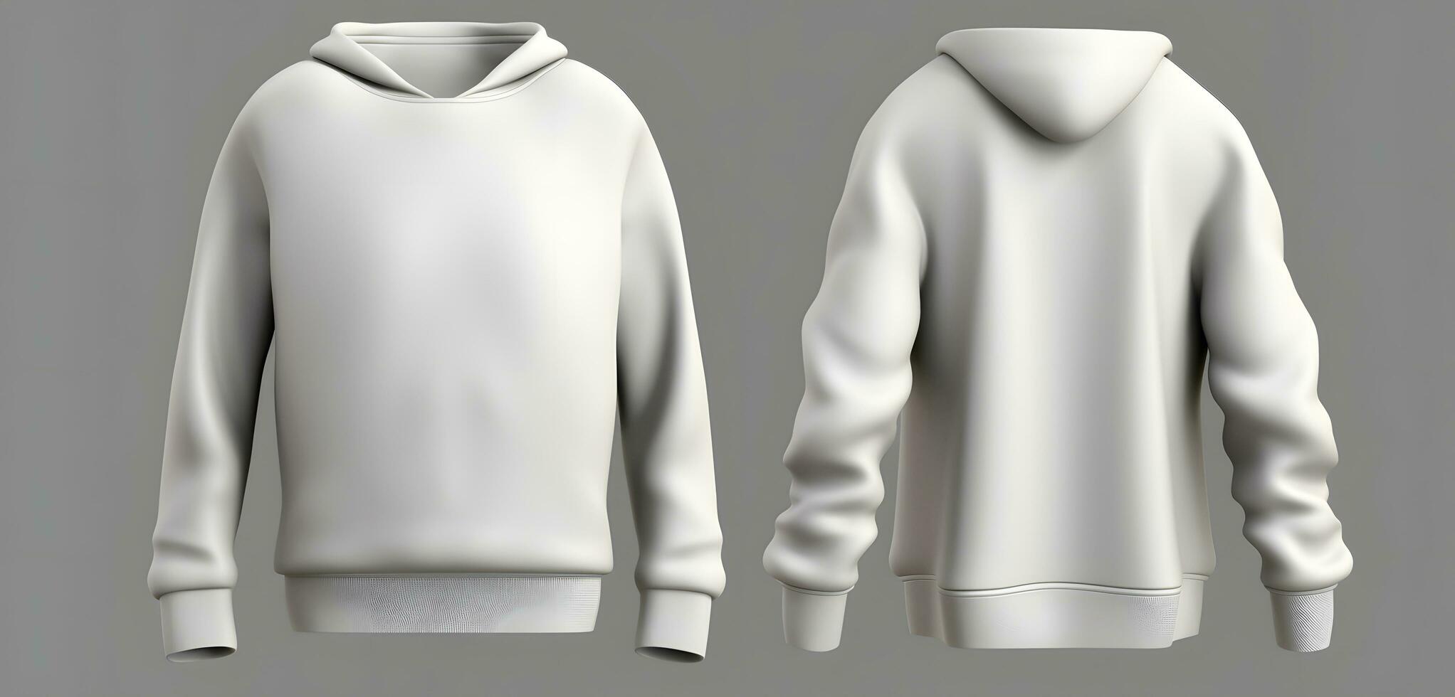 ai gegenereerd blanco grijs Mannen capuchon sweater lang mouw met knipsel pad, Mannen hoody met kap voor uw ontwerp mockup voor afdrukken, geïsoleerd achtergrond. sjabloon sport winter kleren foto