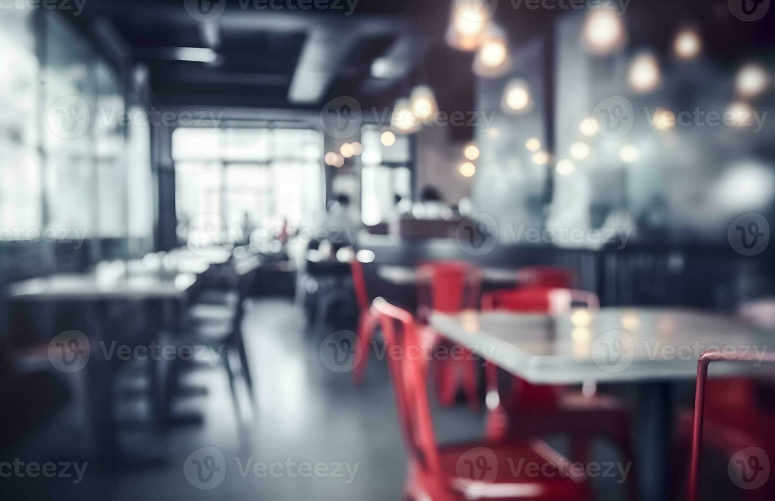 ai gegenereerd stil cafe interieur met wazig achtergrond foto