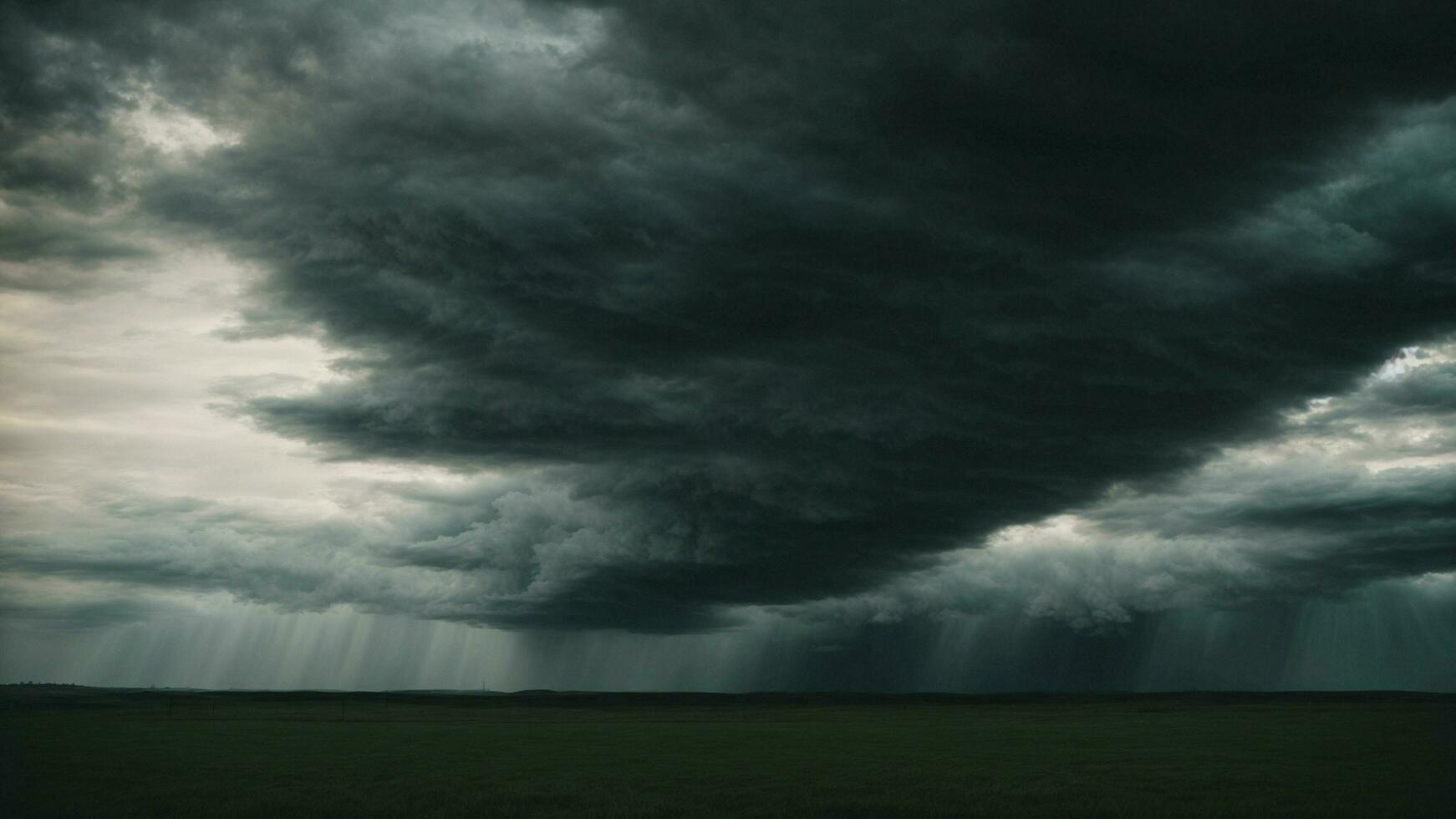 ai gegenereerd schoonheid van een donker en bewolkt lucht vastleggen de onheilspellend atmosfeer dat weefgetouwen overhead foto