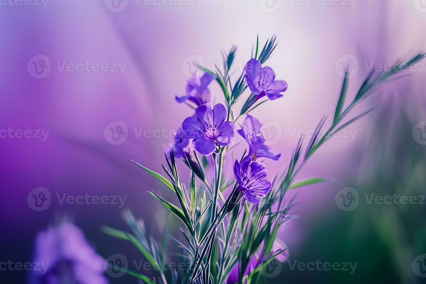 ai gegenereerd een dichtbij omhoog van een Purper bloem met wazig achtergrond foto