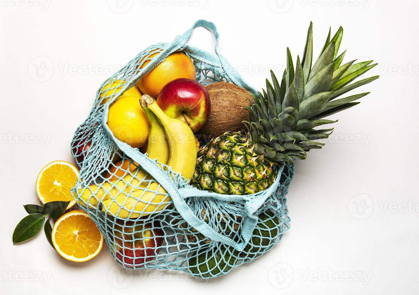 mesh boodschappentas met fruit foto