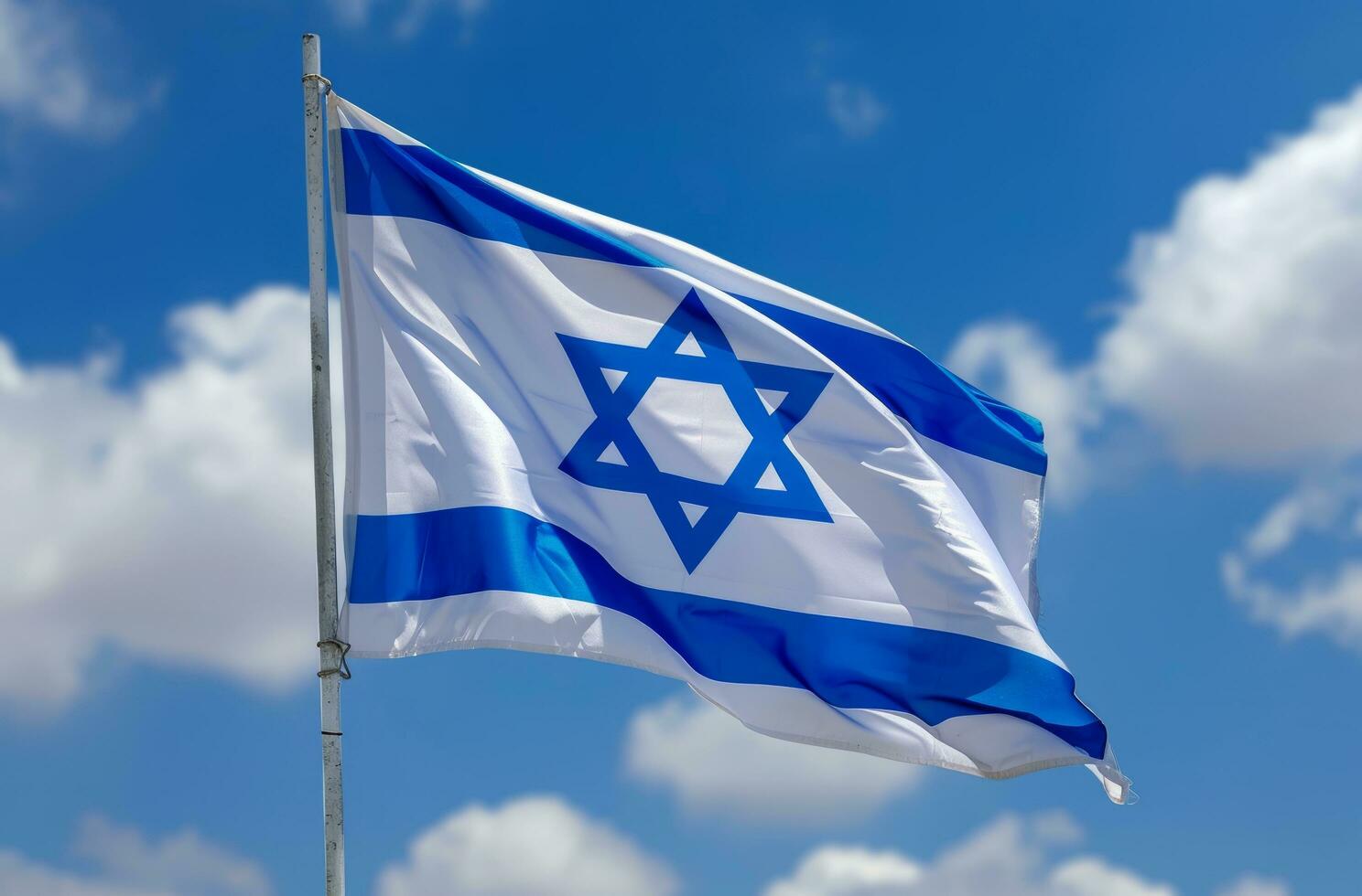 ai gegenereerd Israël vlag blazen aan de overkant de lucht, foto