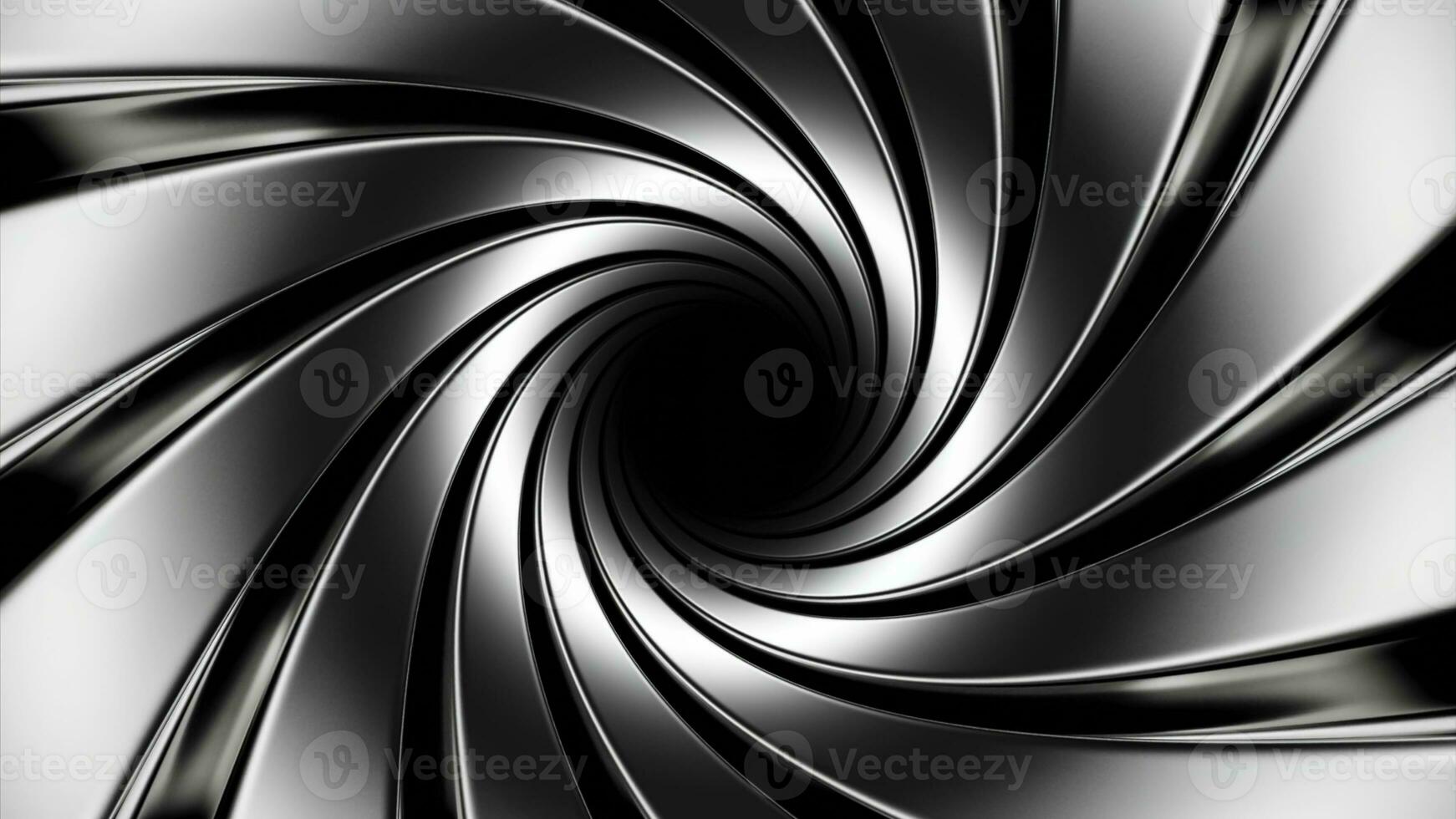 roterend spiraal tunnel met metaal lijnen. ontwerp. roterend circulaire tunnel gemaakt van metaal stroken. staal lijnen draaien in circulaire spiraal foto