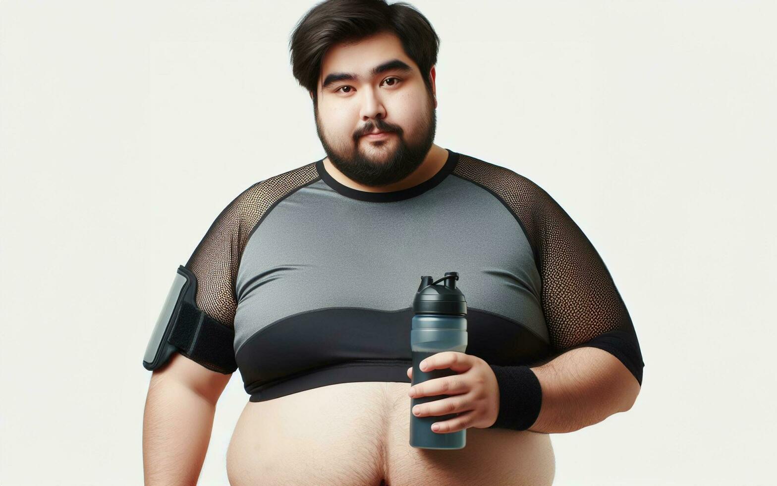 ai gegenereerd dik Mens oefenen mensen weging 100 kilogram invoeren de geschiktheid centrum, wit achtergrond foto